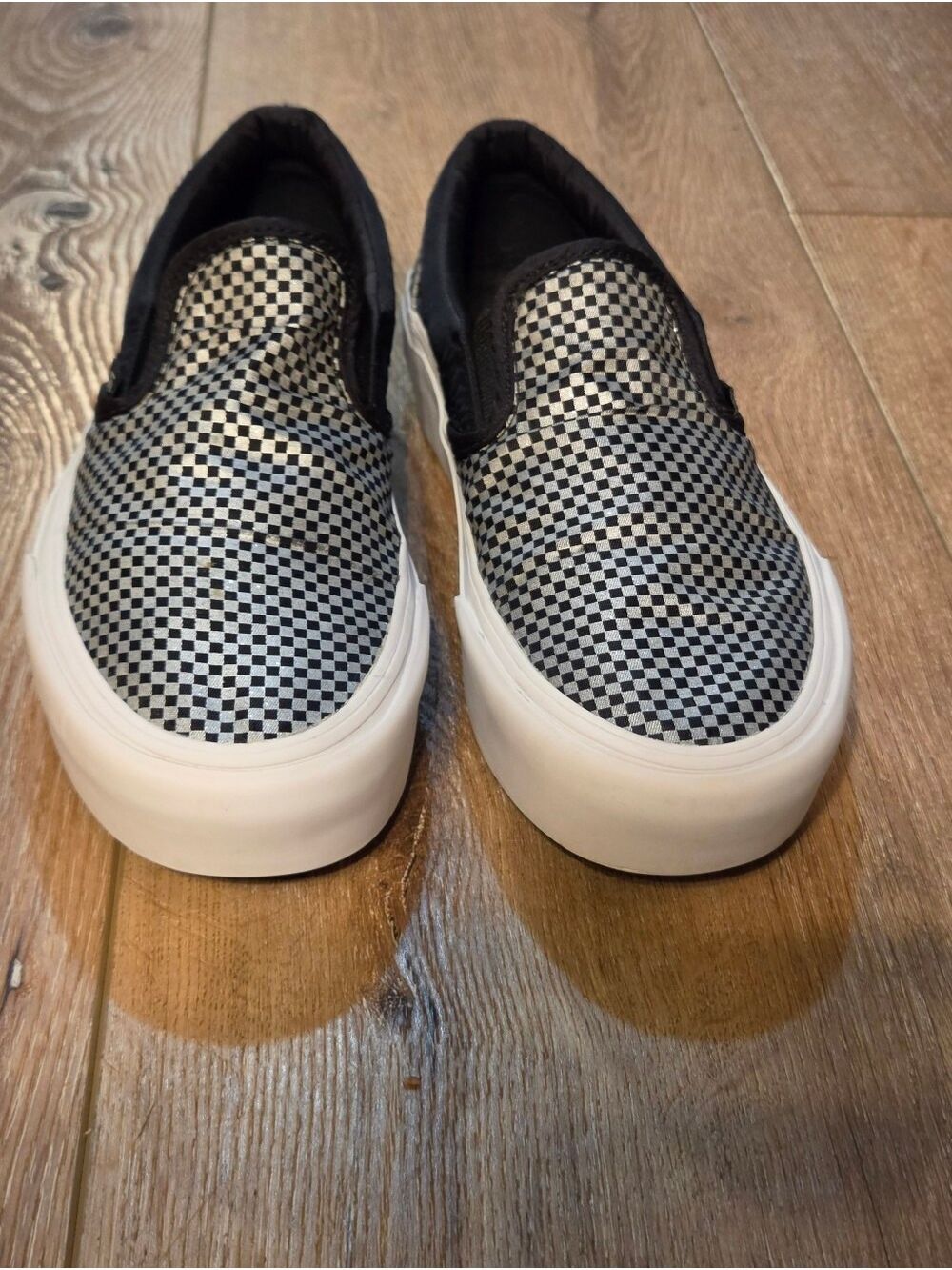 Vans Classic Slip-On Platform Sparkle Check Sequin Glitter Sneakers W 7.5 M 6